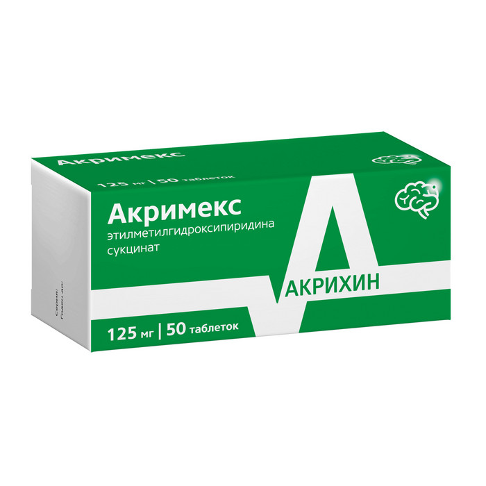 Ethylmethylhydroxypyridine succinate (Acrimex) 125 mg - [50 tablets]