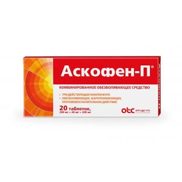 Acetysalacyl acid, paracetamol, coffeine (Ascophen Ultra) - [20 tablets]
