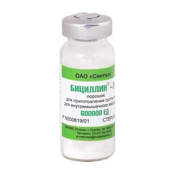 Bicillin-3 intramuscular 600 thousand IU - [1 vial]