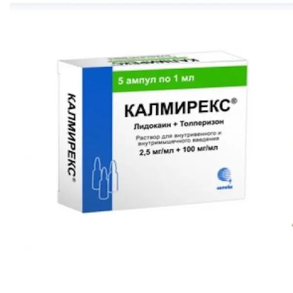 Lidocaine, tolperisone (Calmirex) injections 2.5 mg + 100 mg 1 ml - [5 ampoules]