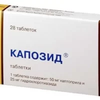 Captopril, hydrochlorothiazide (Capozide) 50 mg + 25 mg - [28 tablets]