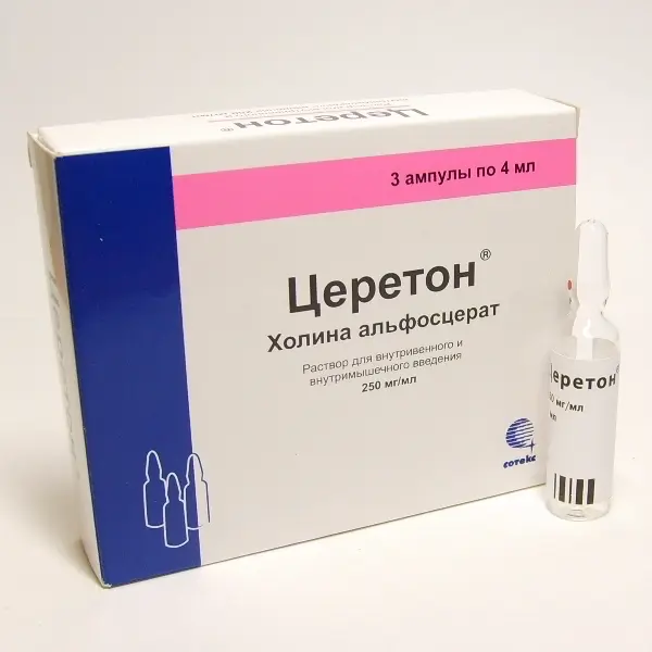 Choline alfoscerate (Cereton) injections 250 mg/ml 4 ml - [3 ampoules]