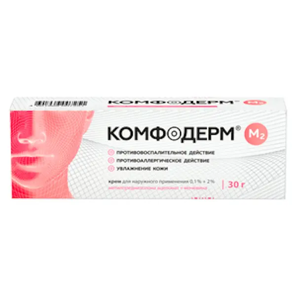 Methylprednisolone aceponate (Komfoderm) ointment 0.1% + 2% - [30 g tube]