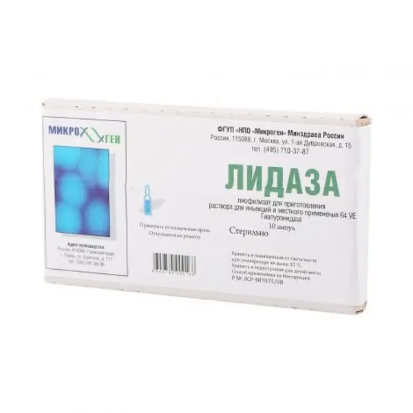 Hyaluronidase (Lydase) lyophilisate for injections and topical application 1280 IU - [10 vials]
