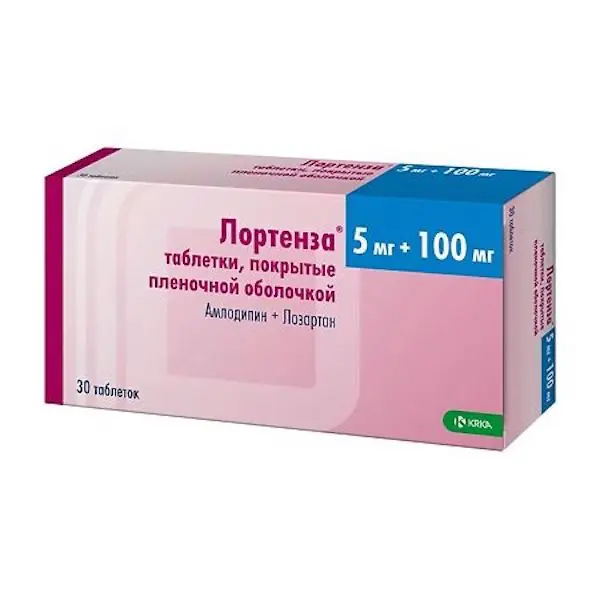 Amlodipine, losartan (Lortenza) 5 mg + 100 mg - [30 tablets]