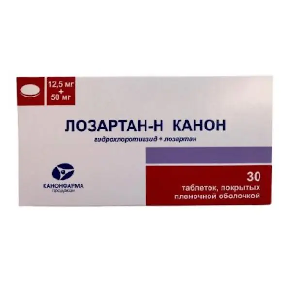 Losartan, hydrochlorothiazide (Losartan N Canon) 50 mg + 12.5 mg - [30 tablets]