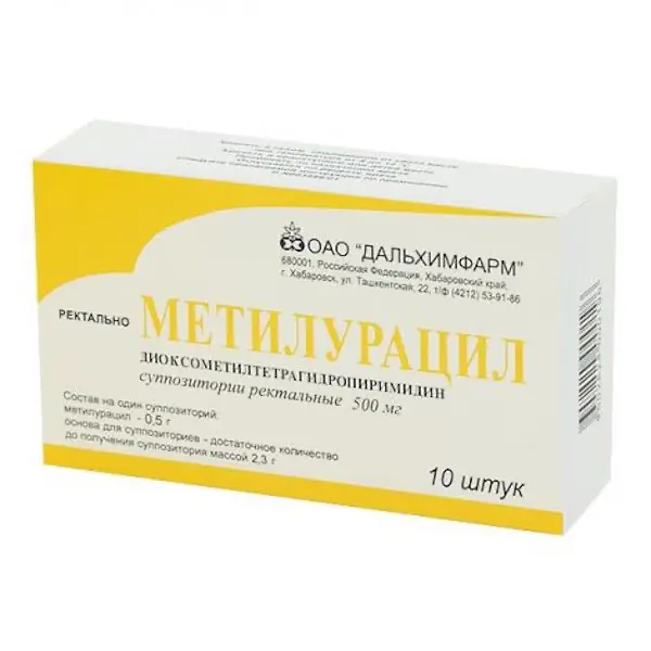 Dioxomethyltetrahydropyrimidine (Methyluracil) rectal 500 mg - [10 suppositories]