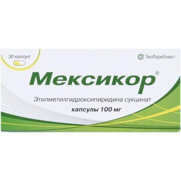 Ethylmethylhydroxypyridine succinate (Mexicor) 100 mg - [30 capsules]