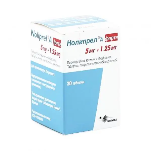 Perindopril, indapamide (Noliprel A forte) 5 mg + 1.25 mg - [30 tablets]