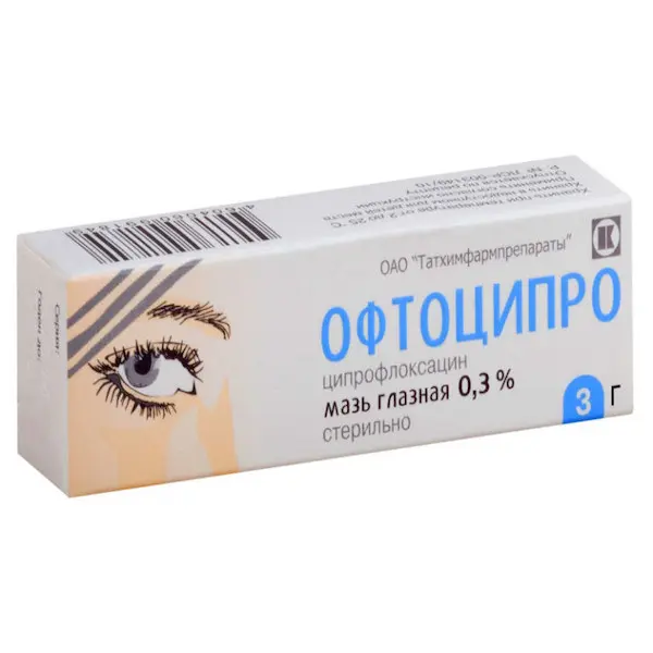Ciprofloxacin (Oftocipro) eye ointment 0.3% - [3 g tube]