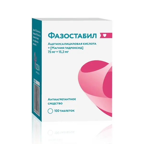 Acetylsalicylic acid, magnesium hydroxide (Fazostabil) 75 mg + 15.2 mg - [100 tablets]