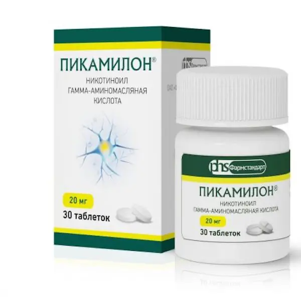 Nicotinoyl gamma-aminobutyric acid (Picamilon) 20 mg - [30 tablets]