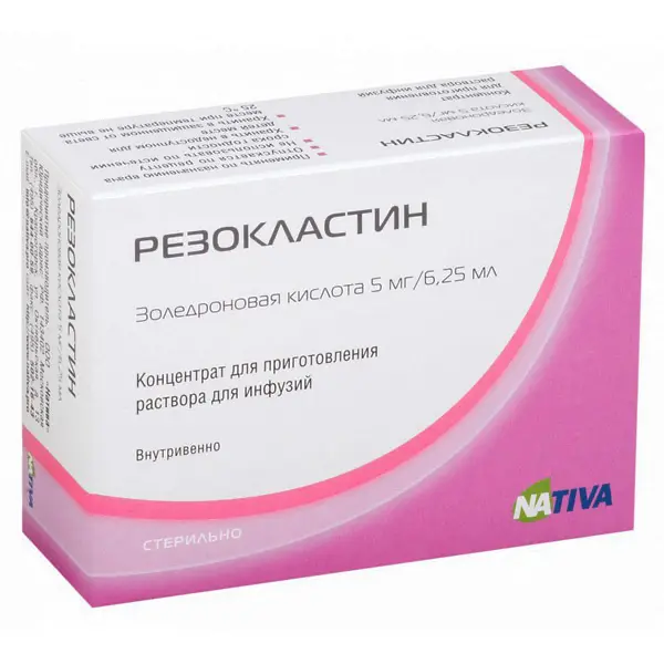 Zoledronic acid (Rezoklastin) infusions 5 mg/6.25 ml - [6.25 ml vial]