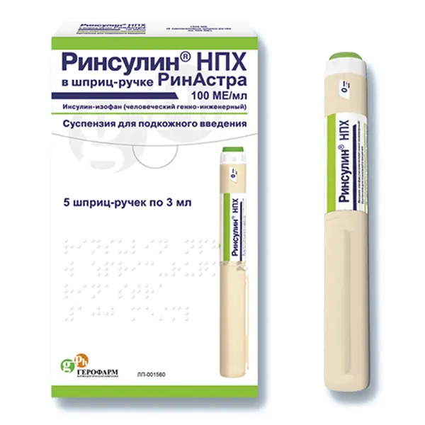 Human insulin isophane rDNA origin (Rinsulin NPH) subcutaneous 100 IU/ml 3 ml - [5 cartridges]