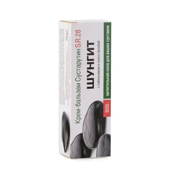 Natural pharmacy body cream-balm Sustarutin S.R.28 shungite with cinquefoil and ginkgo biloba - [75 ml tube]