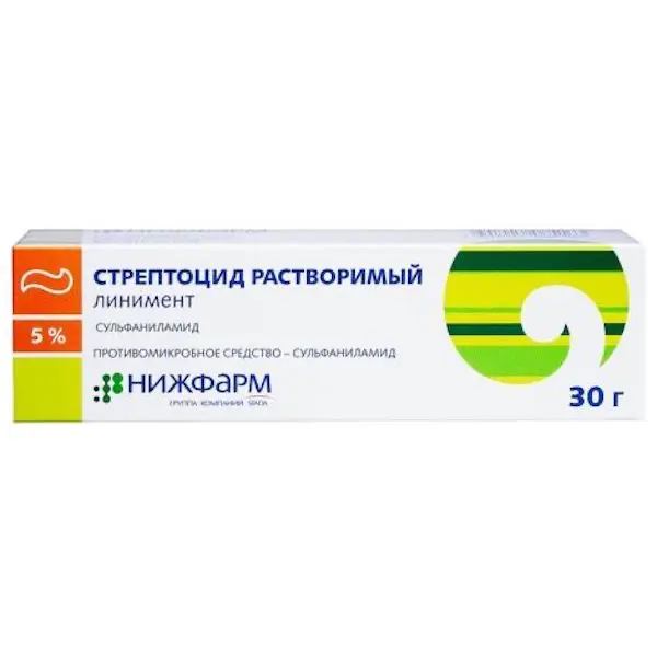 Sulfanilamide (Streptocide rastvorimyi) liniment 5% - [30 g tube]