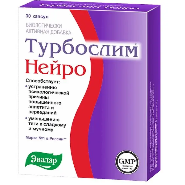 Extracts of gymnema, griffonia, vitamin B6 (Turboslim Neuro Evalar) 300 mg - [30 capsules]